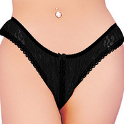 Black Lace Crotchless Panties
