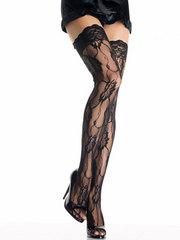 Lace thigh high lace top stockings