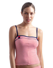 Lucille Tankini Top - Red and White