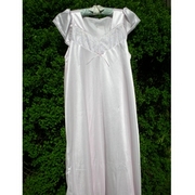 Embroidered Rose Trim Knitted Satin Cap Sleeve Nightdress