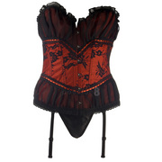 Red-Black Lace Overlay Corset
