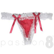 Red Crotchless Lace Panties With Bows