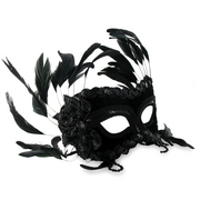 Black Velvet Mask With Feathers
