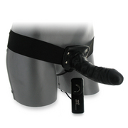 6 inch Black Hollow Vibrating Strap On