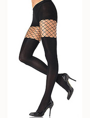 Leg Avenue Opaque Tights With Net Top 7875