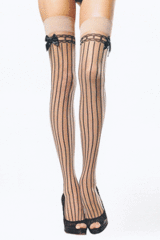Leg Avenue Striped Stockings With Satin Bows (9222)