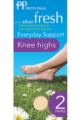 Pretty Polly Silver Fresh Medium Support Knee High (2PP)